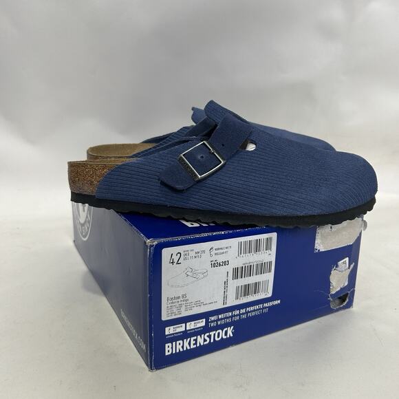 Birkenstock Boston Clog Suede Embossed Corduroy “Indigo” - Picture 1 of 5